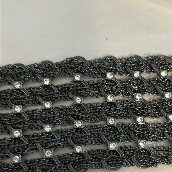 Black Beaded Cuff Bracelet with Shimmering Texture Stunning - Picture 14 of 16